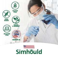 Back of packaging showing ingredients for Simhould gummies