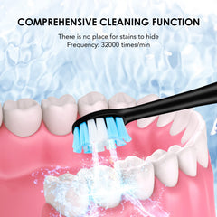 All-in-one toothbrush and water flosser with replacement heads