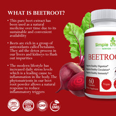 Simple Life Nutrition organic beet capsules on white background ready to take