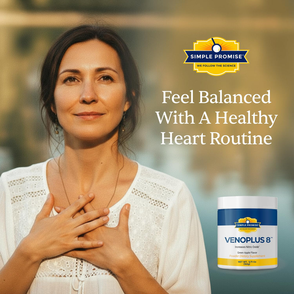 Simple Promise VenoPlus8 bottle with label highlights prebiotic fiber benefits