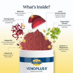 Simple Promise VenoPlus8 ingredients featuring pomegranate and antioxidants in action