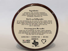Ingredients include Bentonite clay, Xylitol, Magnesium, Himalayan salt, Spearmint essential oil