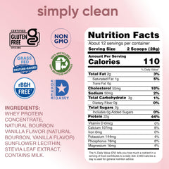 Grass-fed vanilla whey protein powder 12 oz packaging