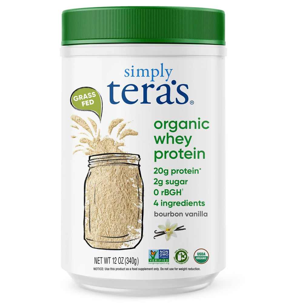Simply Tera's vanilla whey powder bag for smoothies and daily protein.