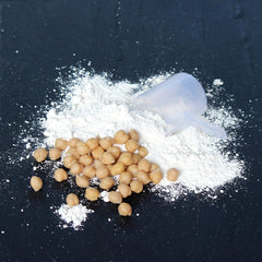 Organic chickpea protein ingredients label from SimplyFUEL highlighting clean ingredients.