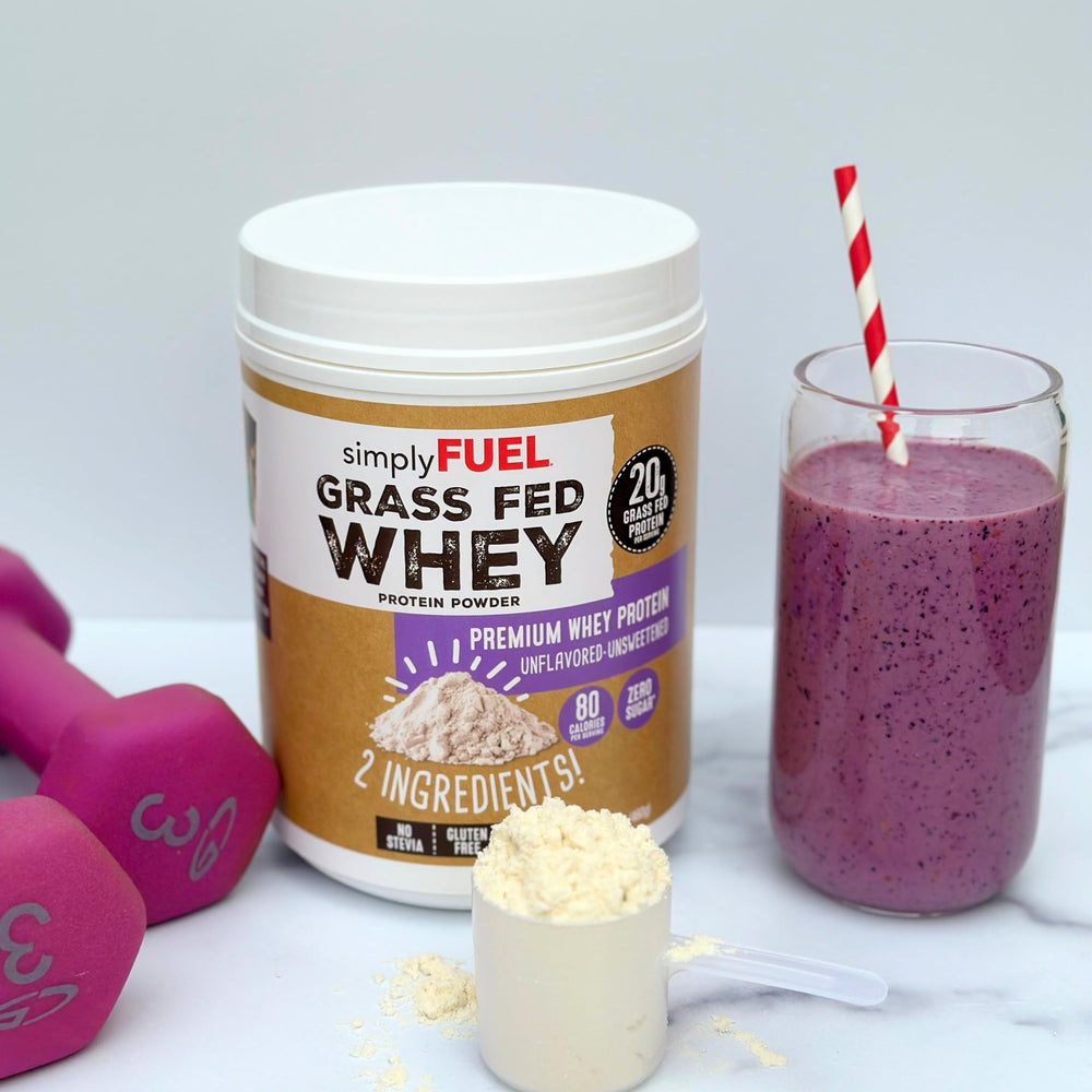 simplyFUEL whey pancakes recipe—unflavored powder powers a protein-rich breakfast.