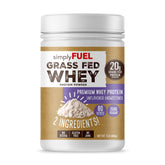 simplyFUEL whey protein powder bag—grass-fed, clean ingredients for daily fueling.