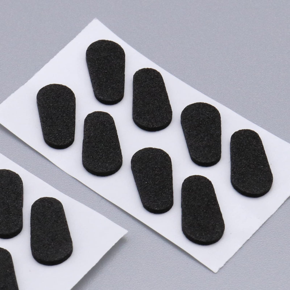 Applying nose pads to glasses with peel-and-stick method