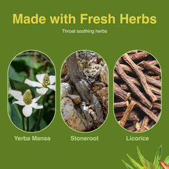 Back label with directions and ingredients on throat spray bottle