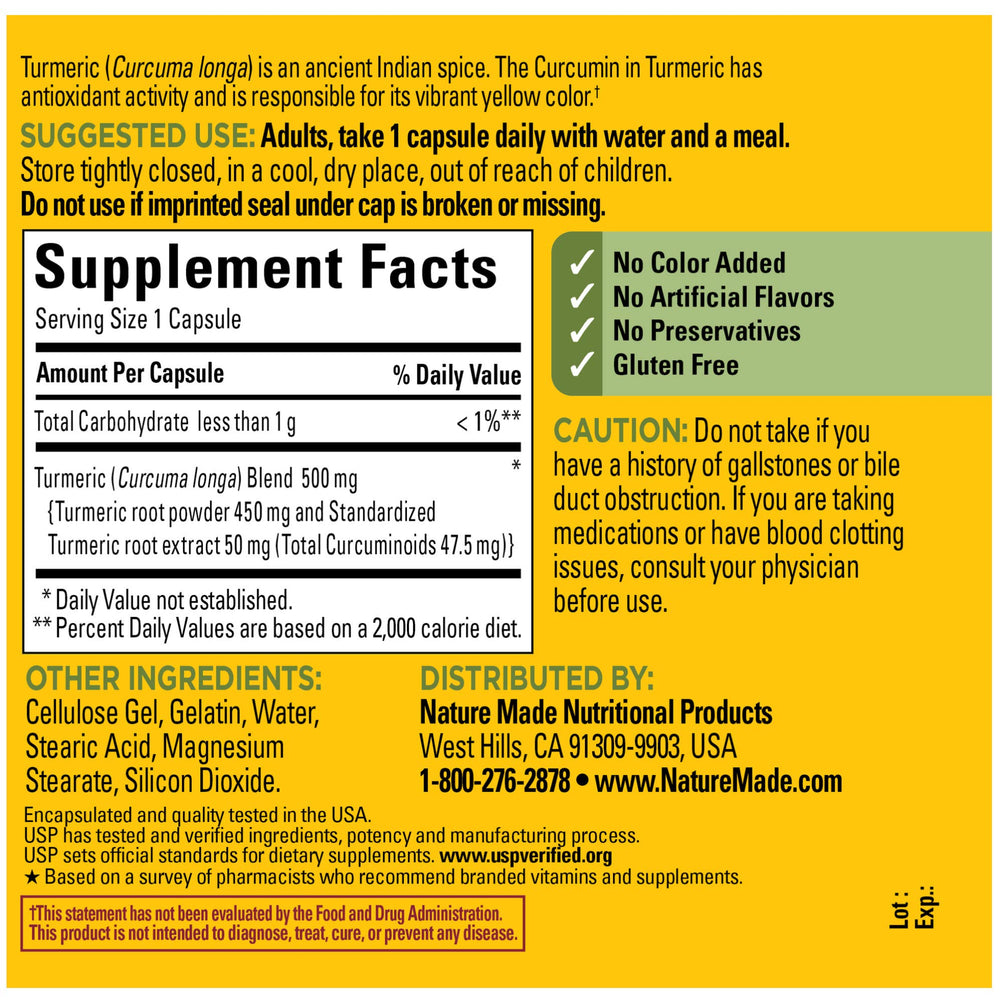 Close-up of a single Turmeric Curcumin capsule