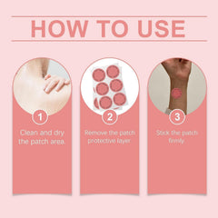 Applying patch to clean dry skin on the waist