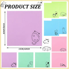 Cat design microfiber cloths close-up - assorted colors
