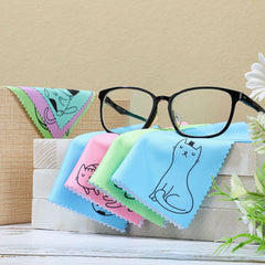 Cat-themed microfiber cleaning cloths for glasses and devices