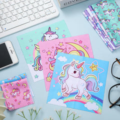 Reusable microfiber eyeglass cloth with unicorn prints