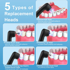 Five interchangeable brush heads included with SIQUER Tooth Polisher
