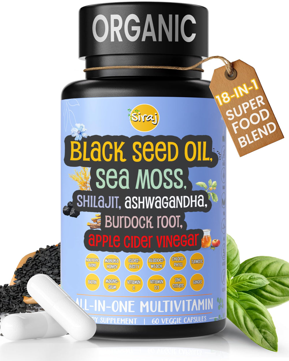 Siraj 18-in-1 Superfood Multivitamin bottle cover