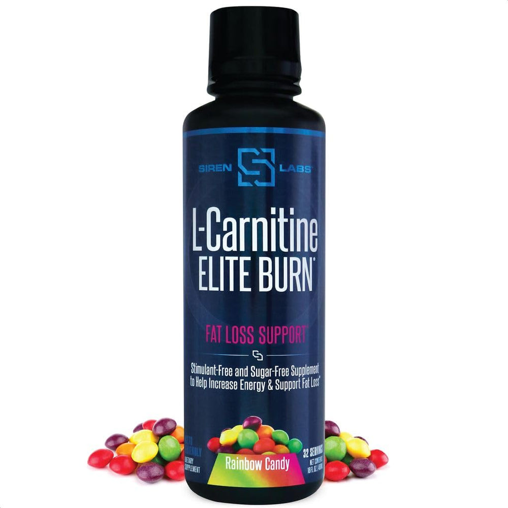 SIRENLABS L-Carnitine Elite Burn bottle front view for energy and keto-friendly fat loss.