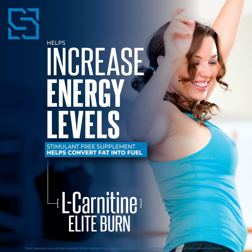 SIRENLABS L-Carnitine Elite Burn 3-forms carnitine graphic emphasizes energy and fat support.