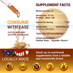 Gluten-free and alcohol-free badges on label