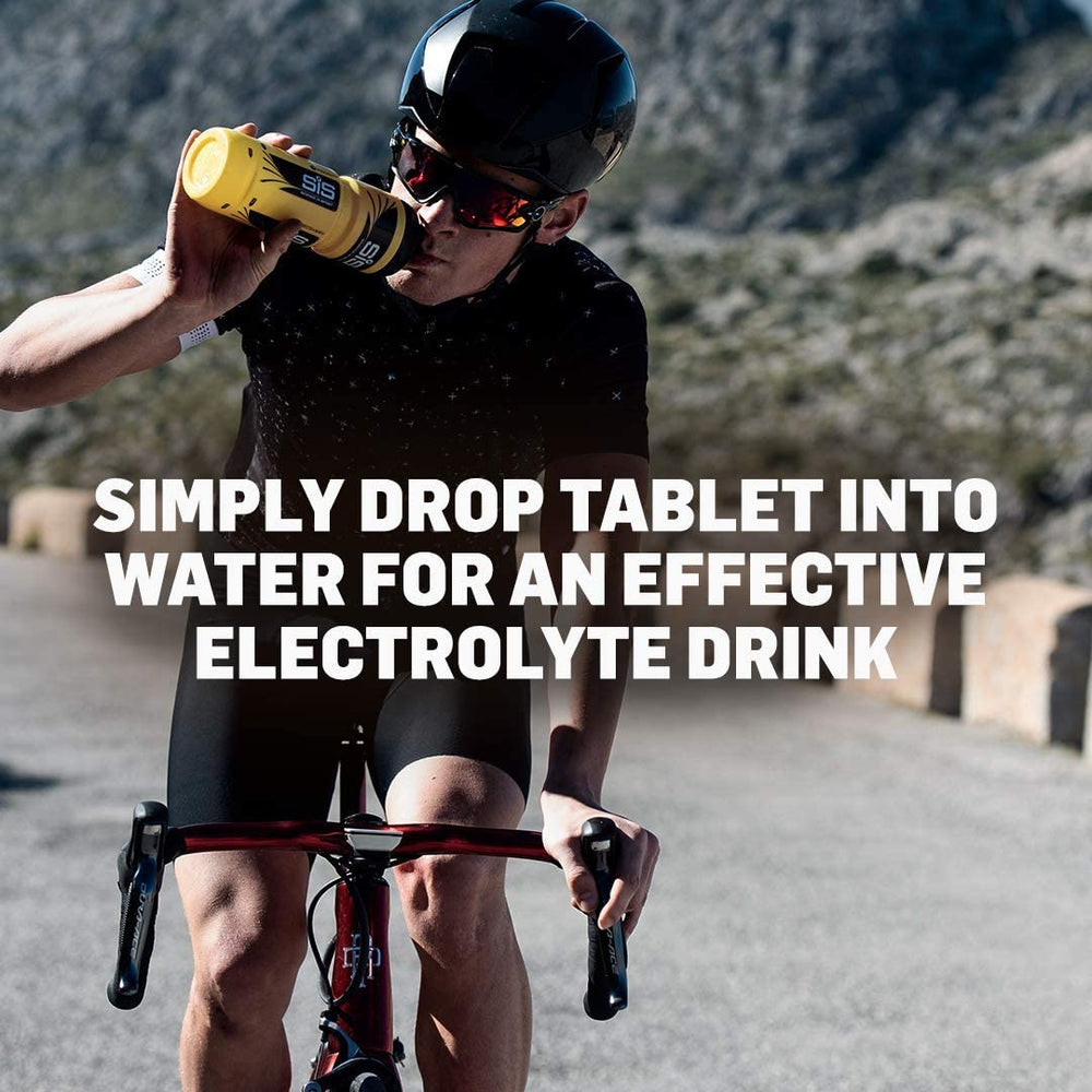 SIS Hydro lemon bottle with tablets ready to dissolve during workouts