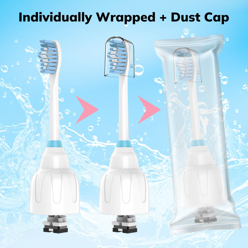 Six replacement heads with hygienic storage caps