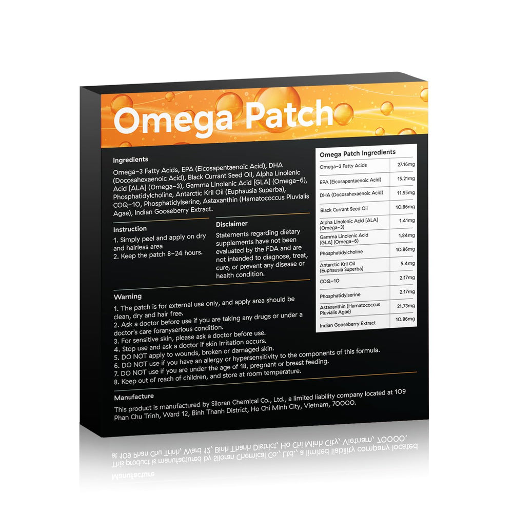 Graphic illustrating skin-safe Omega Patch