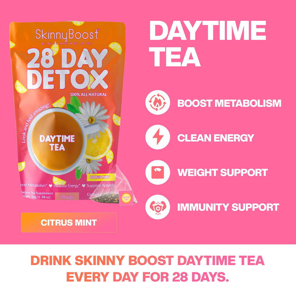 SkinnyBoost-28-day-detox-packaging highlights an all-natural, keto-friendly detox plan.