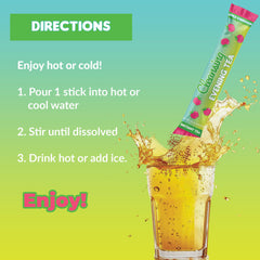 SkinnyBoost Skinny Teas Instant Tea Sticks ingredients-label-closeup highlights 100% natural herbs.