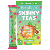 SkinnyBoost Skinny Teas Instant Tea Sticks packaging highlights a natural detox blend.