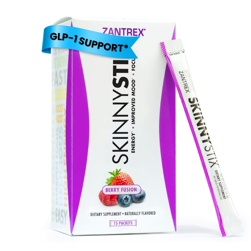 Front view of SkinnyStix Berry Fusion GLP-1 powder packet