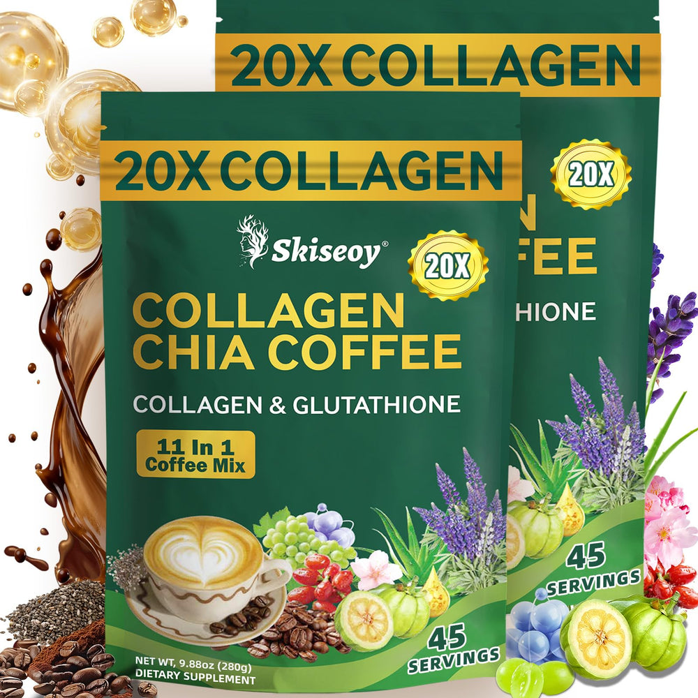 Skiseoy 20x Collagen Chia Coffee bottle label