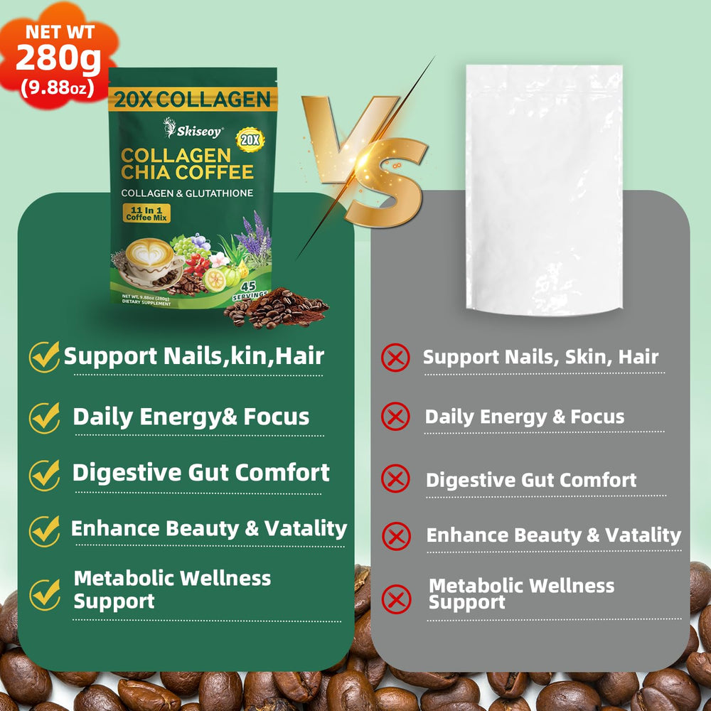 Lifestyle image showing energy and focus with Skiseoy 20x Collagen Chia Coffee