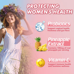 90-count bottle of Skiseoy Pineapple Gummies for Women pH balance