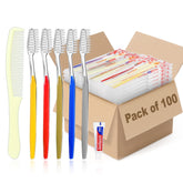 Individually wrapped disposable toothbrush kit with toothpaste and comb