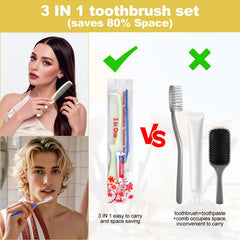 Travel-ready disposable toothbrush with toothpaste in individual packaging