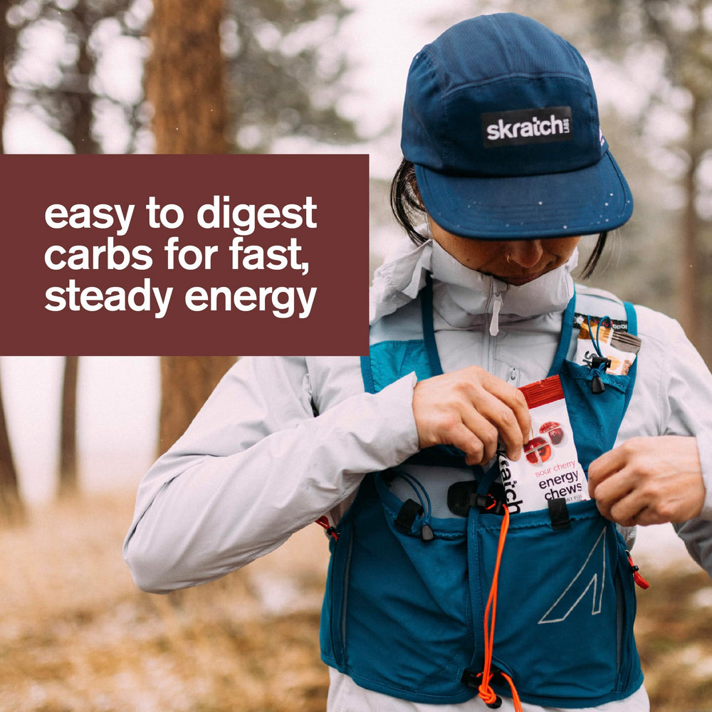 Energy chews being held for running inspiration