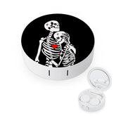 Skull Love Heart Contact Lens Case with Mirror - front view