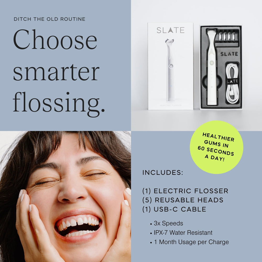 Packaged Slate Flosser Starter Set with accessories