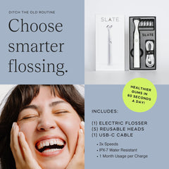 Packaged Slate Flosser Starter Set with accessories