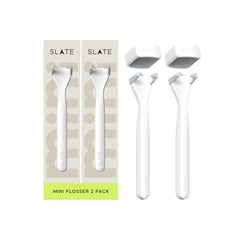 Slate Mini Flosser in white packaging