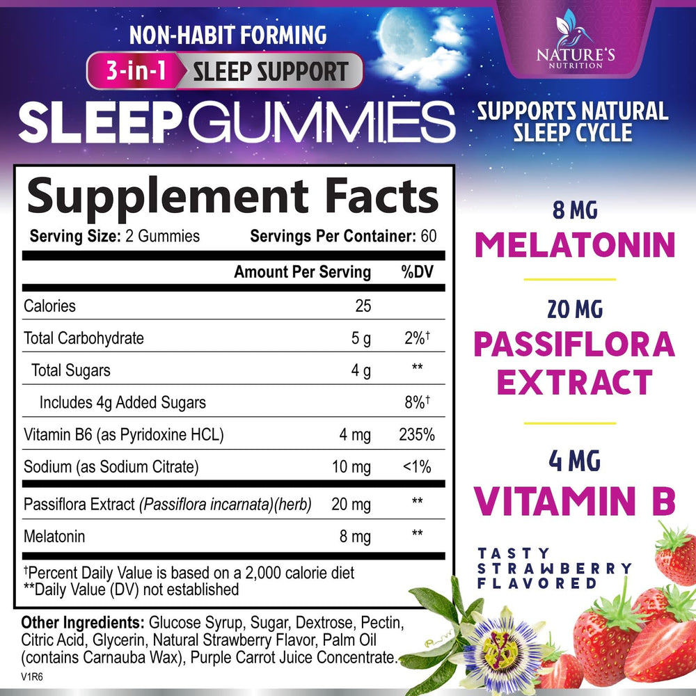 Sleep Gummies 8mg Melatonin Strawberry – side view