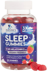 Bottle of sleep gummies for adults with extra strength 12 mg melatonin