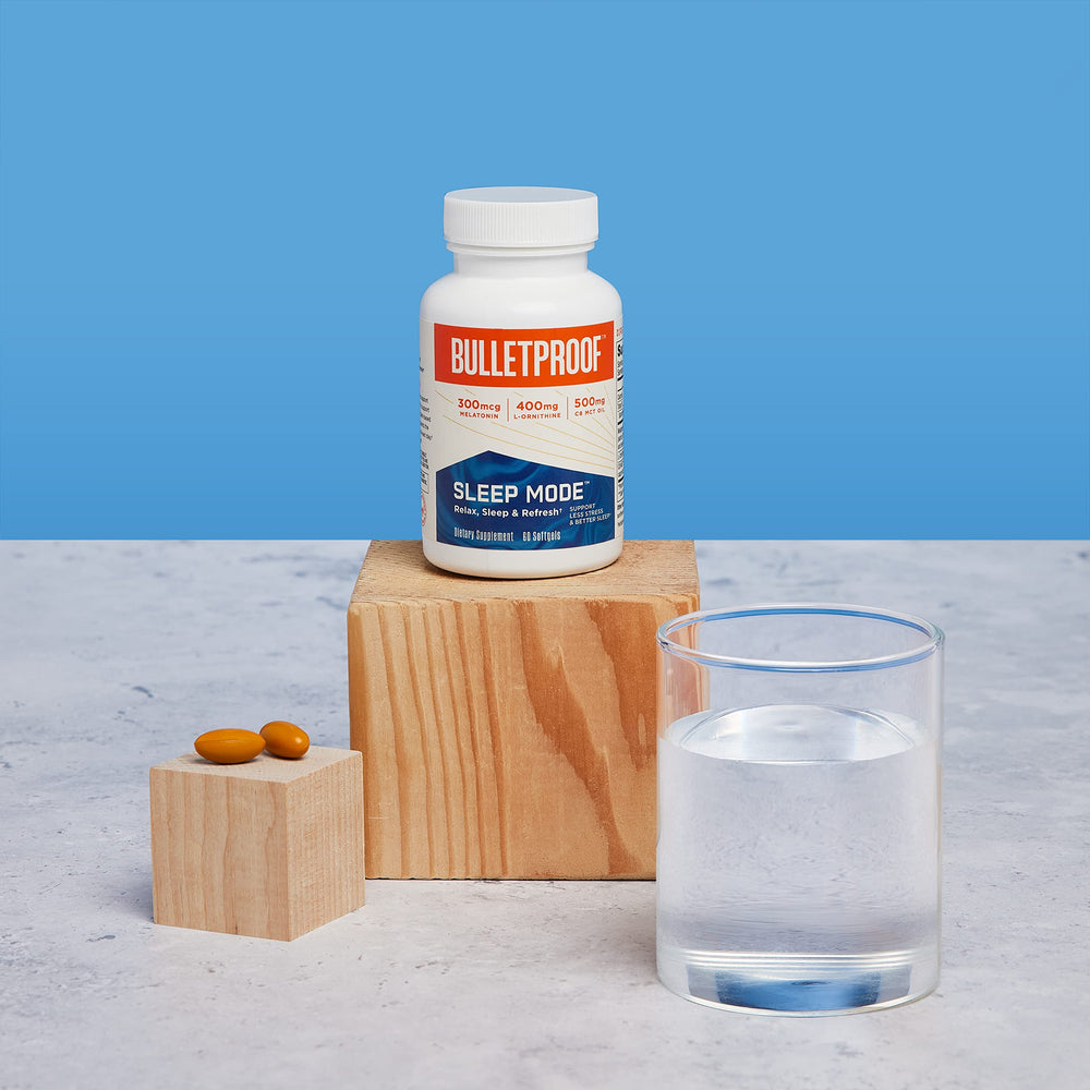 Sleep Mode Softgels packaging on display