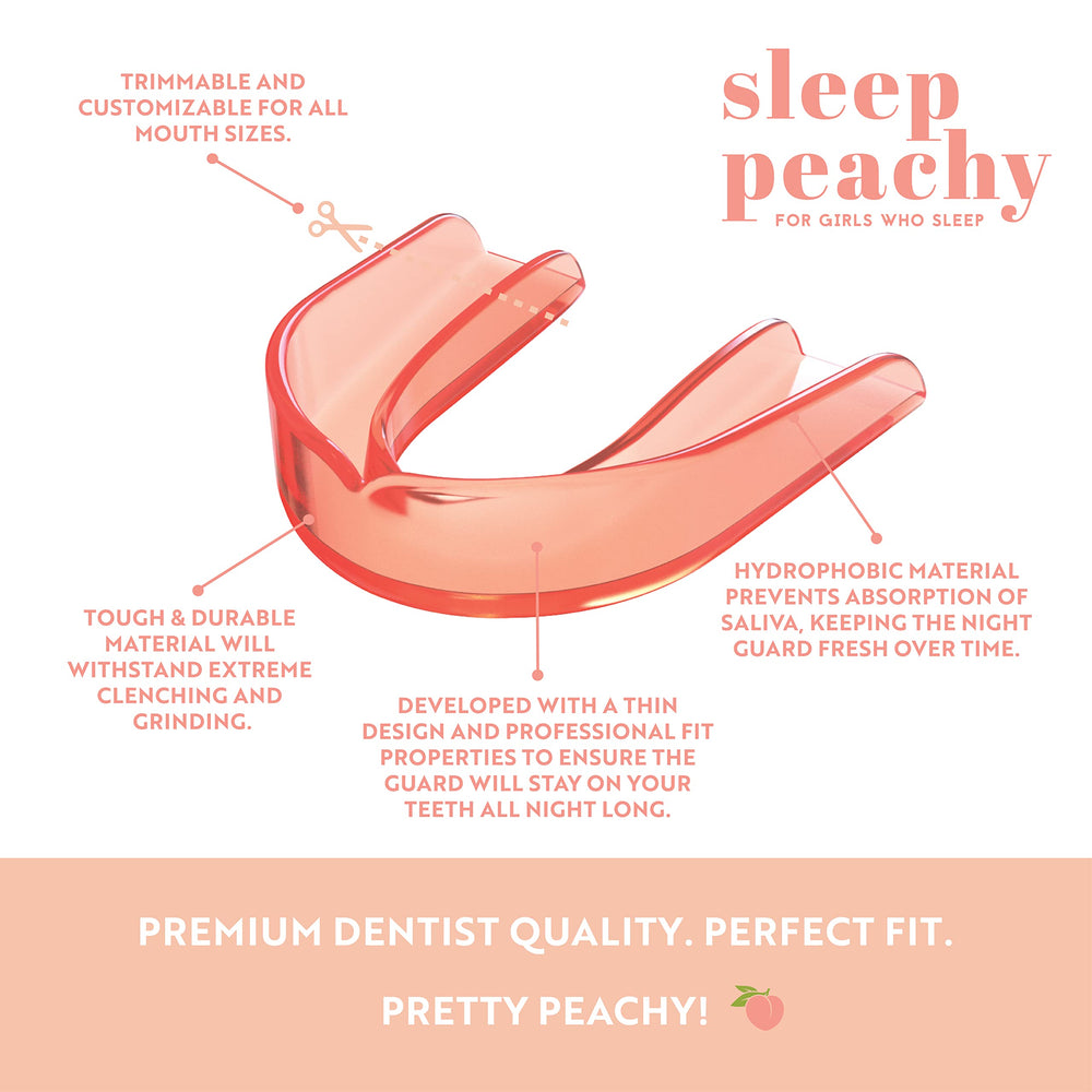 Side view showing fit of Sleep Peachy Night Guard for braces