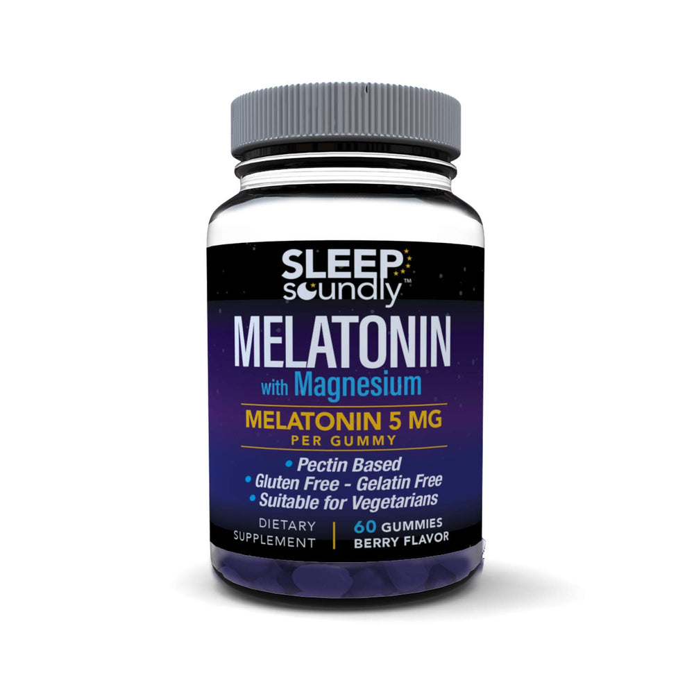 Sleep Soundly Melatonin & Magnesium Gummies bottle with Berry flavor, 60 gummies