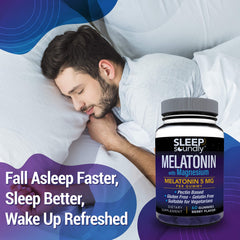 Bottle of Sleep Soundly Melatonin & Magnesium Gummies on a countertop