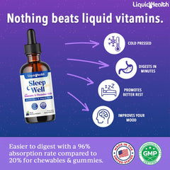 LIQUIDHEALTH Sleep Well Melatonin Drops bottle 2 oz - back label