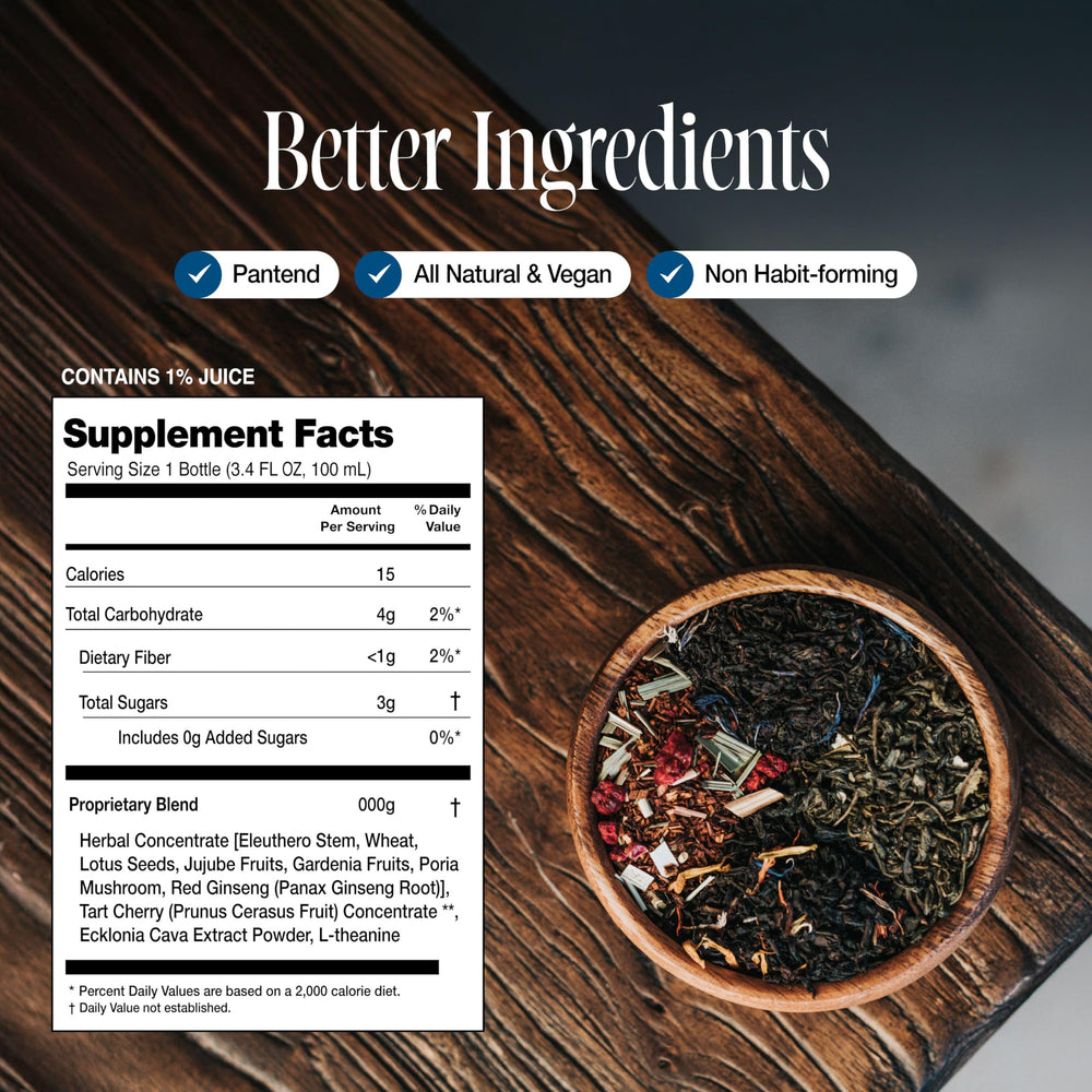 Illustration of tart cherry and ginseng ingredients