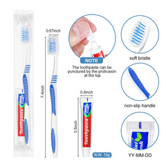 SLequipo disposable toothbrushes blue color with toothpaste
