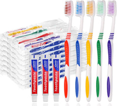 SLequipo disposable toothbrushes red color with toothpaste